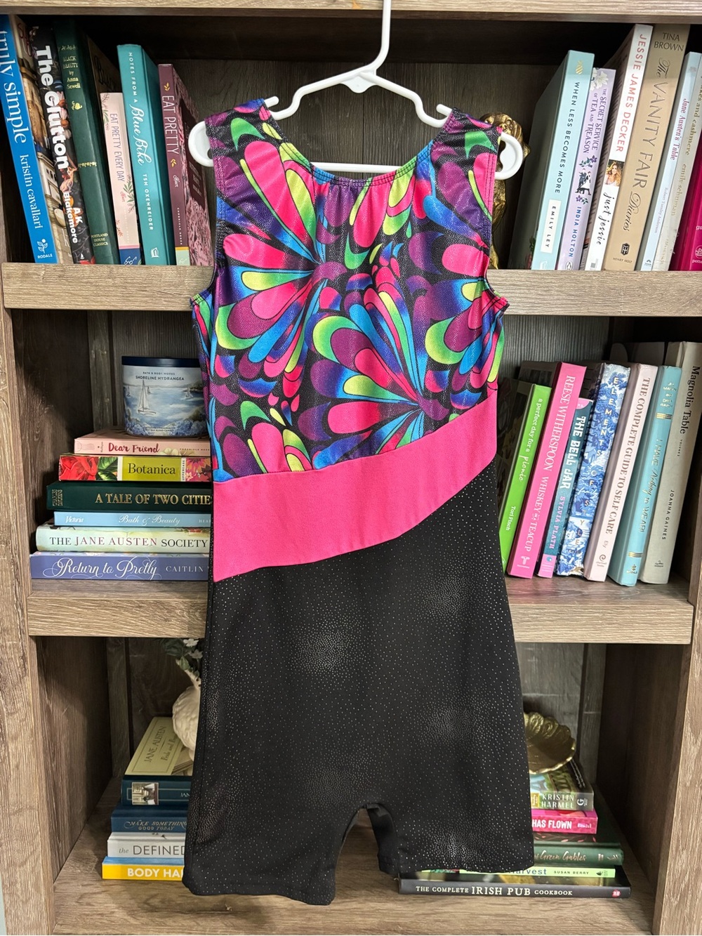 Gymnastics Leotard- Retro Multicolor Shorts Style Leotard, Size 170